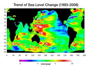 Sea temperatures changes from Jason-1